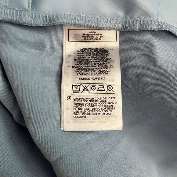 NEW ADIDAS BLUE TANK DRESS MEDIUM H37804 SATIN MINI SPAGHETTI STRAP WHITE NWT - Picture 6 of 7